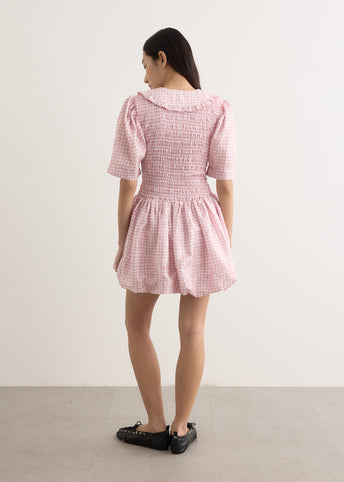 Shibori Pleat Mini Smock Bubble Dress