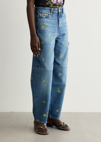 Printed Flower Denim Stary Jeans