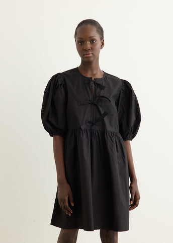 Cotton Poplin Tie String Mini Dress