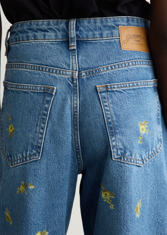 Printed Flower Denim Stary Jeans