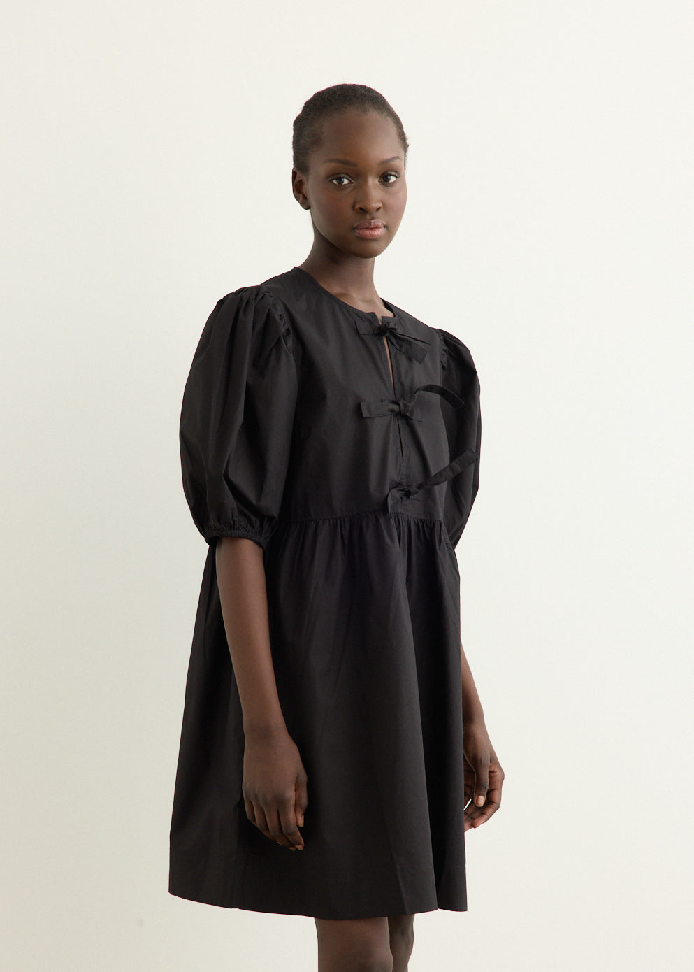 Cotton Poplin Tie String Mini Dress