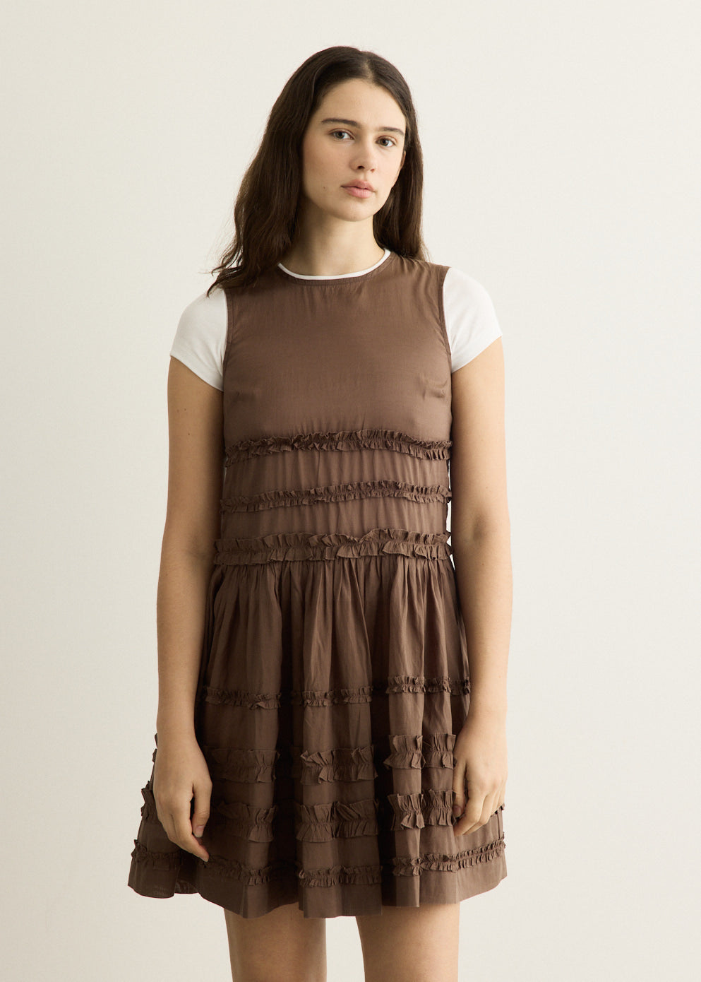 Reed Drop Waist Ruffle Midi Dress