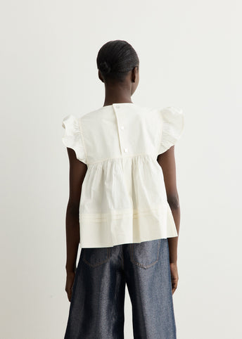 Stretch Cotton Frill Sleeve Top