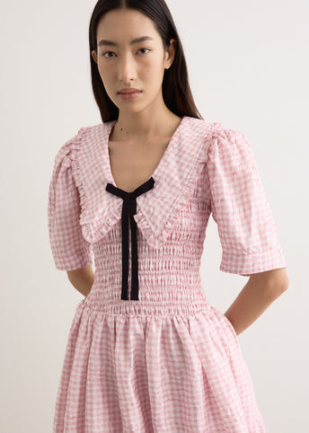 Shibori Pleat Mini Smock Bubble Dress