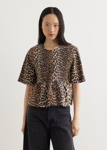 Printed Cotton Open Back Smock Blouse