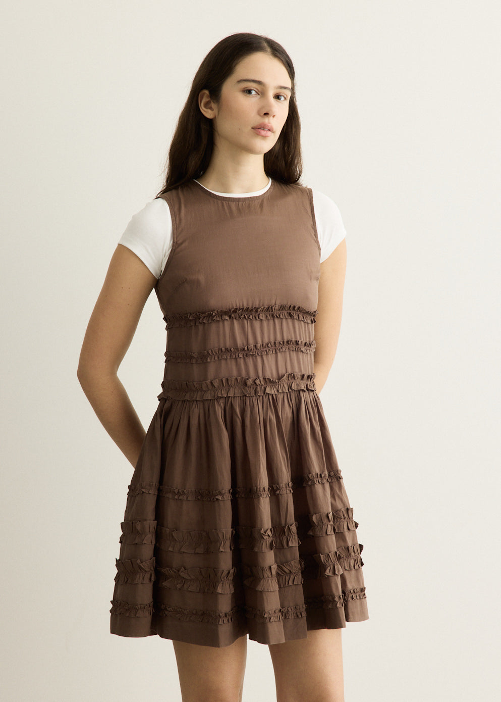 Reed Drop Waist Ruffle Midi Dress