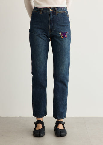 Papillon Embroidered Straight Jeans