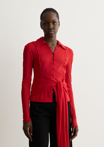 Long Sleeve Tie Blouse