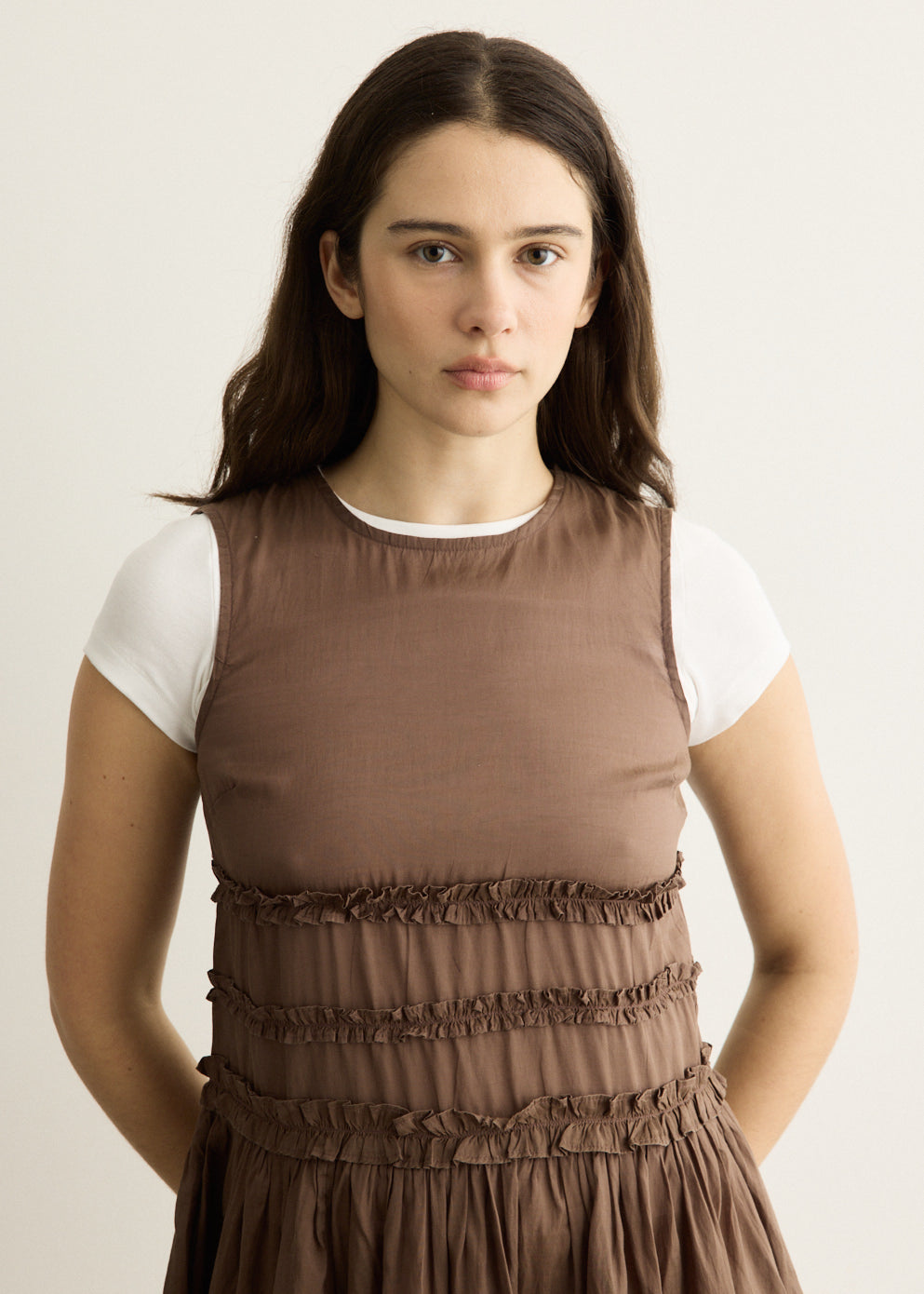 Reed Drop Waist Ruffle Midi Dress