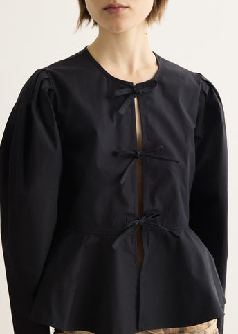 Compact Poplin Long Sleeve Peplum Blouse