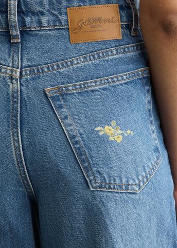 Printed Flower Denim Lari Jeans