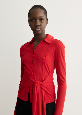 Long Sleeve Tie Blouse