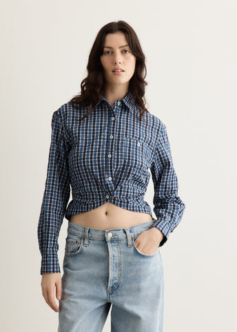 Check Curves Hem Shirt