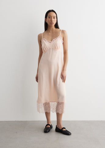 Graphic Slip Dress With Lace Trim