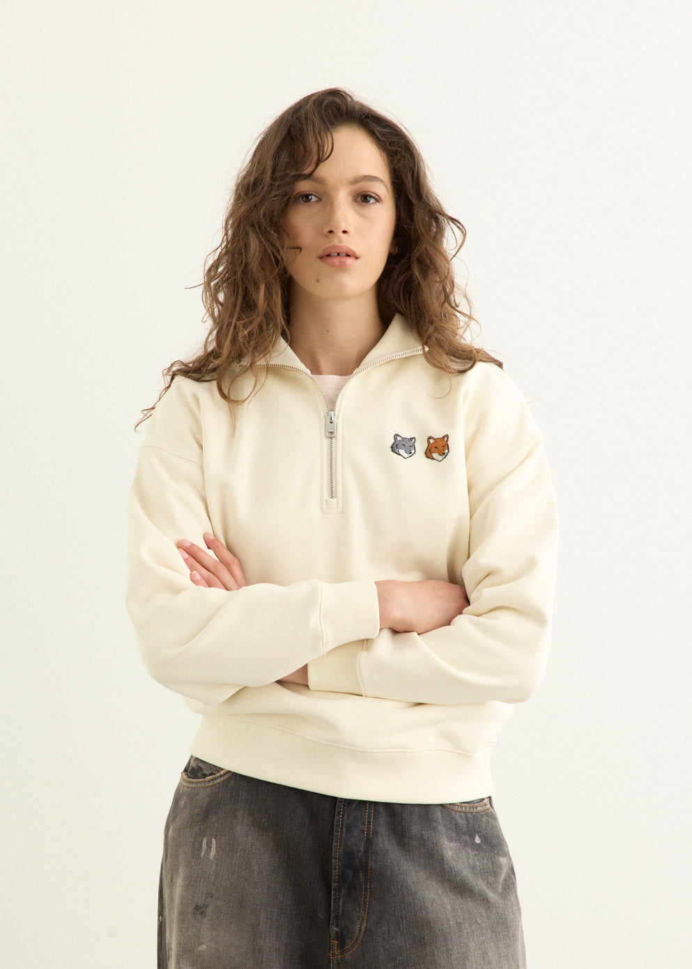 Double Fox Head Half Zip Comfort Sweatshirt