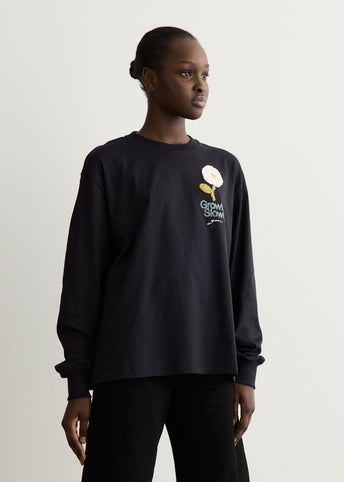 Basic Cotton Jersey Long Sleeve Crochet Patch T-Shirt