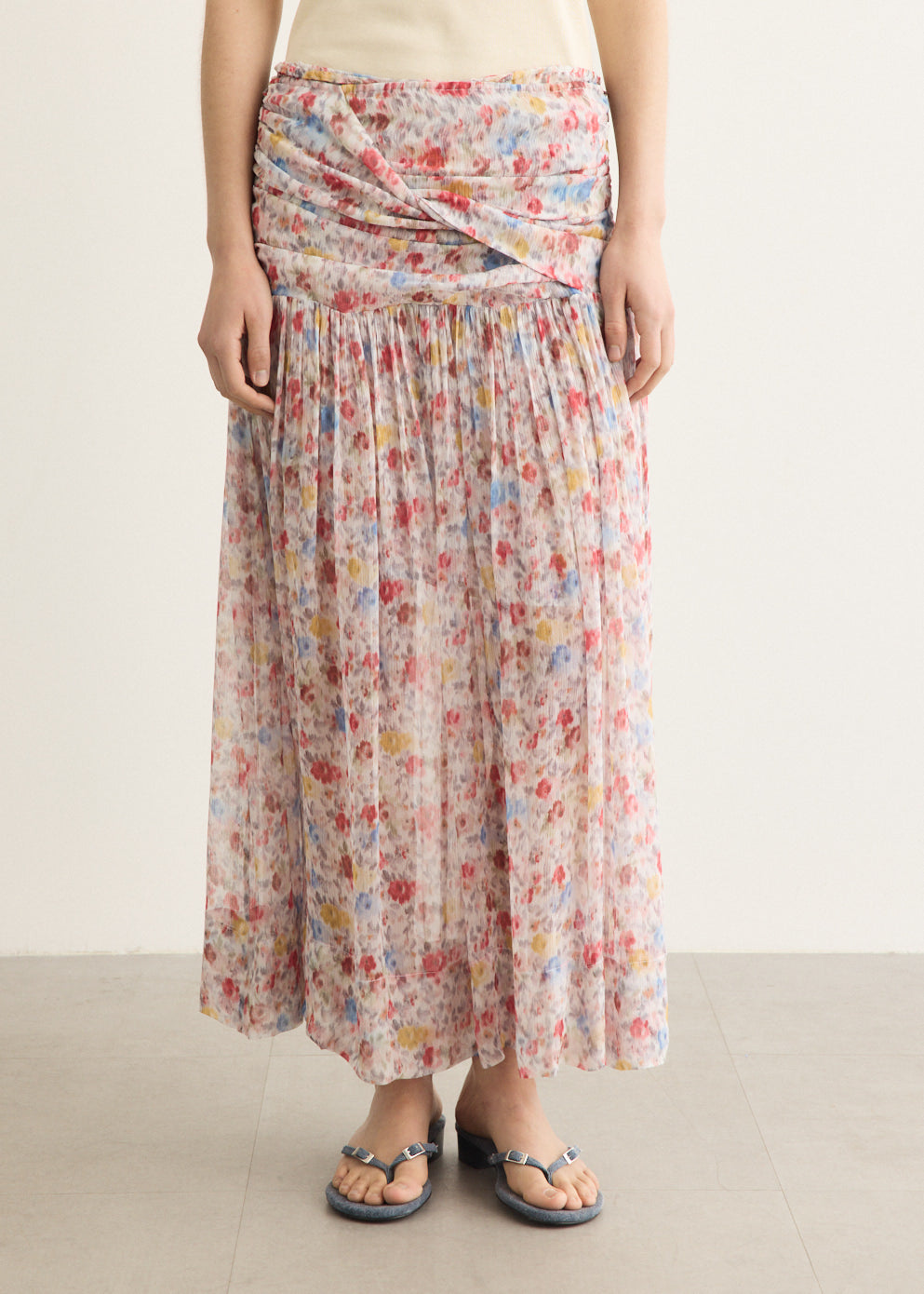 Textured Silk Georgette Twist Skirt