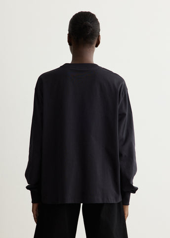 Basic Cotton Jersey Long Sleeve Crochet Patch T-Shirt