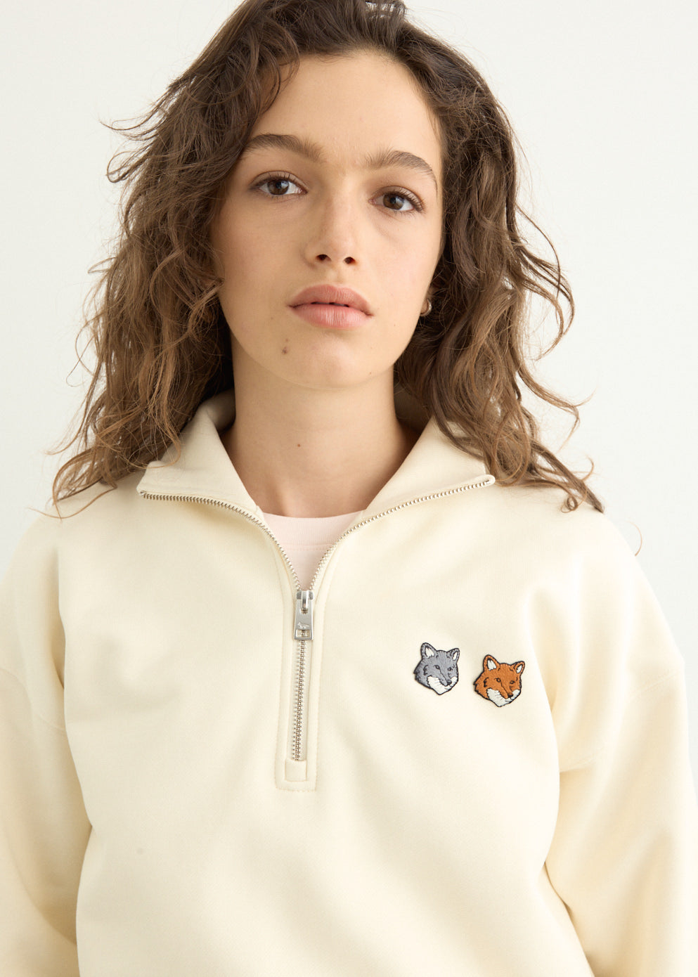 Double Fox Head Half Zip Comfort Sweatshirt