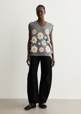 Cotton Cashmere Flower Vest