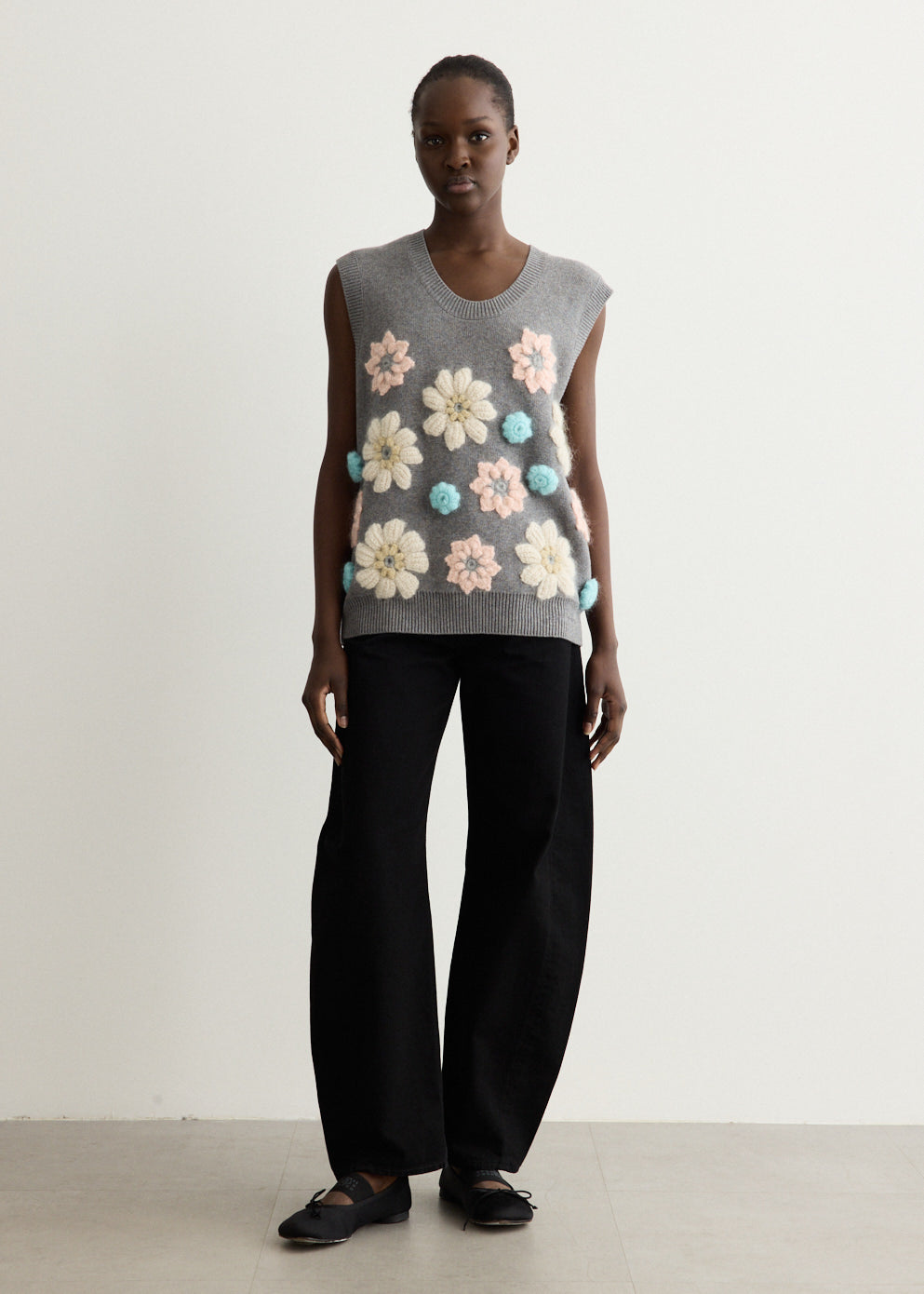 Cotton Cashmere Flower Vest
