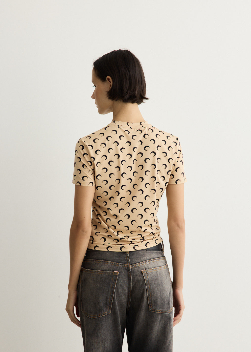 Moon Printed Jersey Short Sleeve Crewneck Top