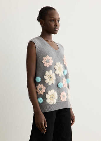 Cotton Cashmere Flower Vest