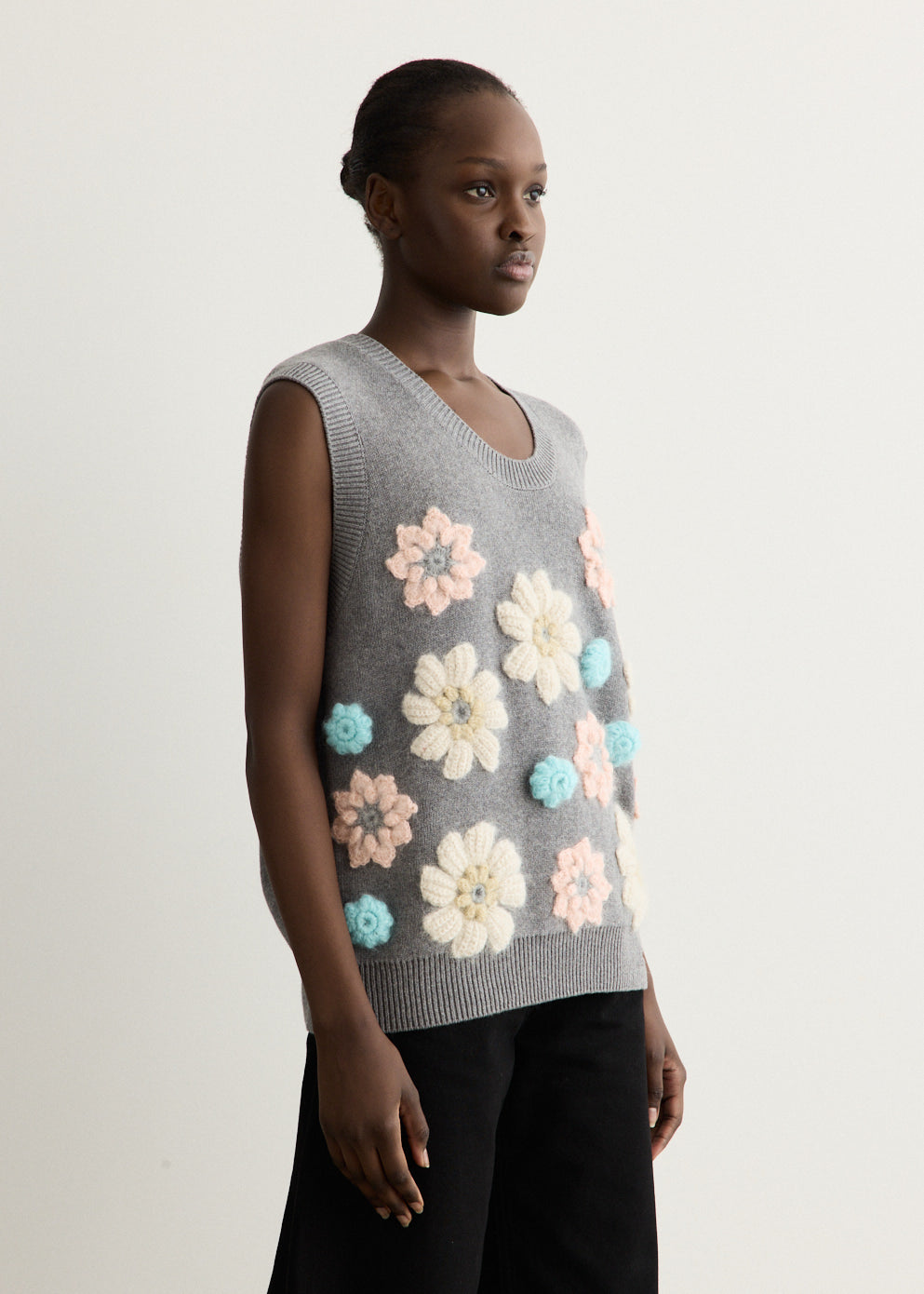 Cotton Cashmere Flower Vest