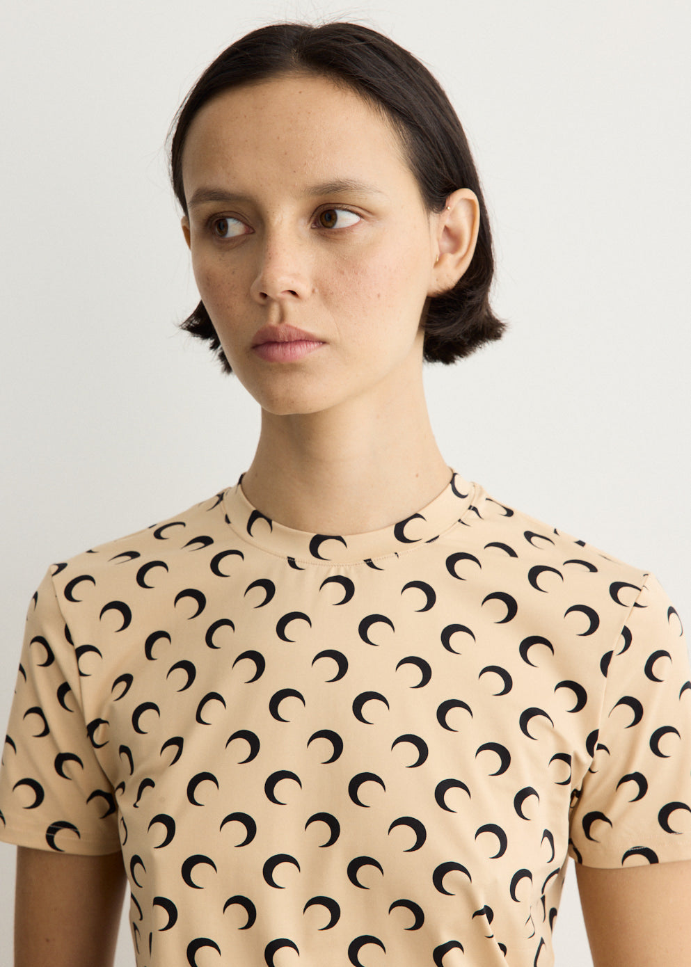Moon Printed Jersey Short Sleeve Crewneck Top