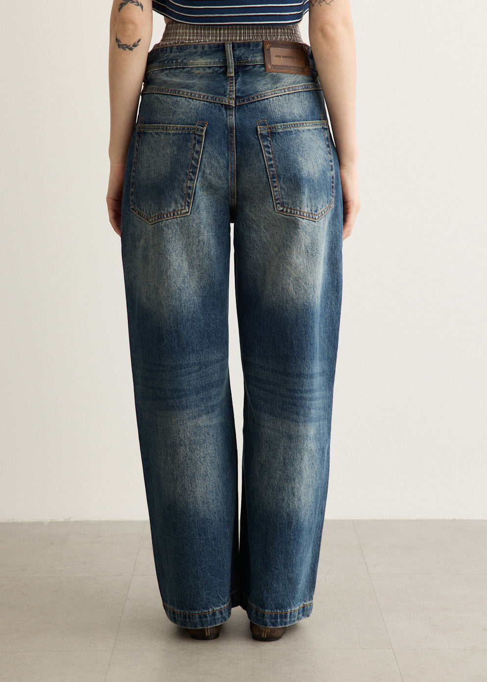 Unisex Trunk Layered Wide-Leg Jeans
