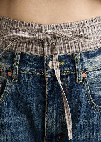Unisex Trunk Layered Wide-Leg Jeans