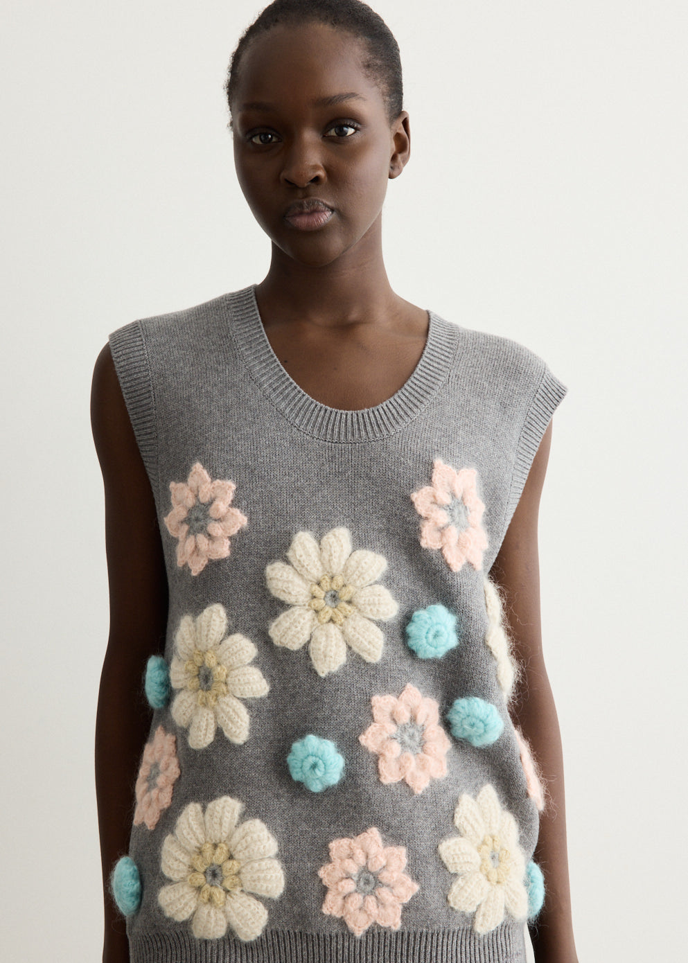 Cotton Cashmere Flower Vest