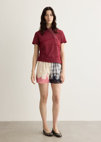 Lace & Check Embroidered Boxer Shorts