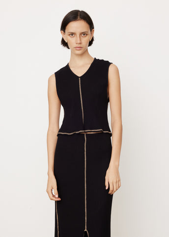 Contrast Drapey Rib V-Neck Tank