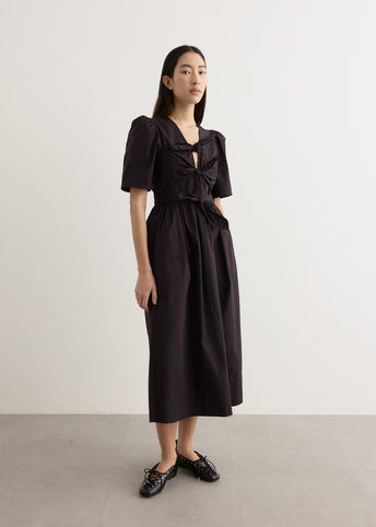 Stretch Cotton Tie Strap Midi Dress