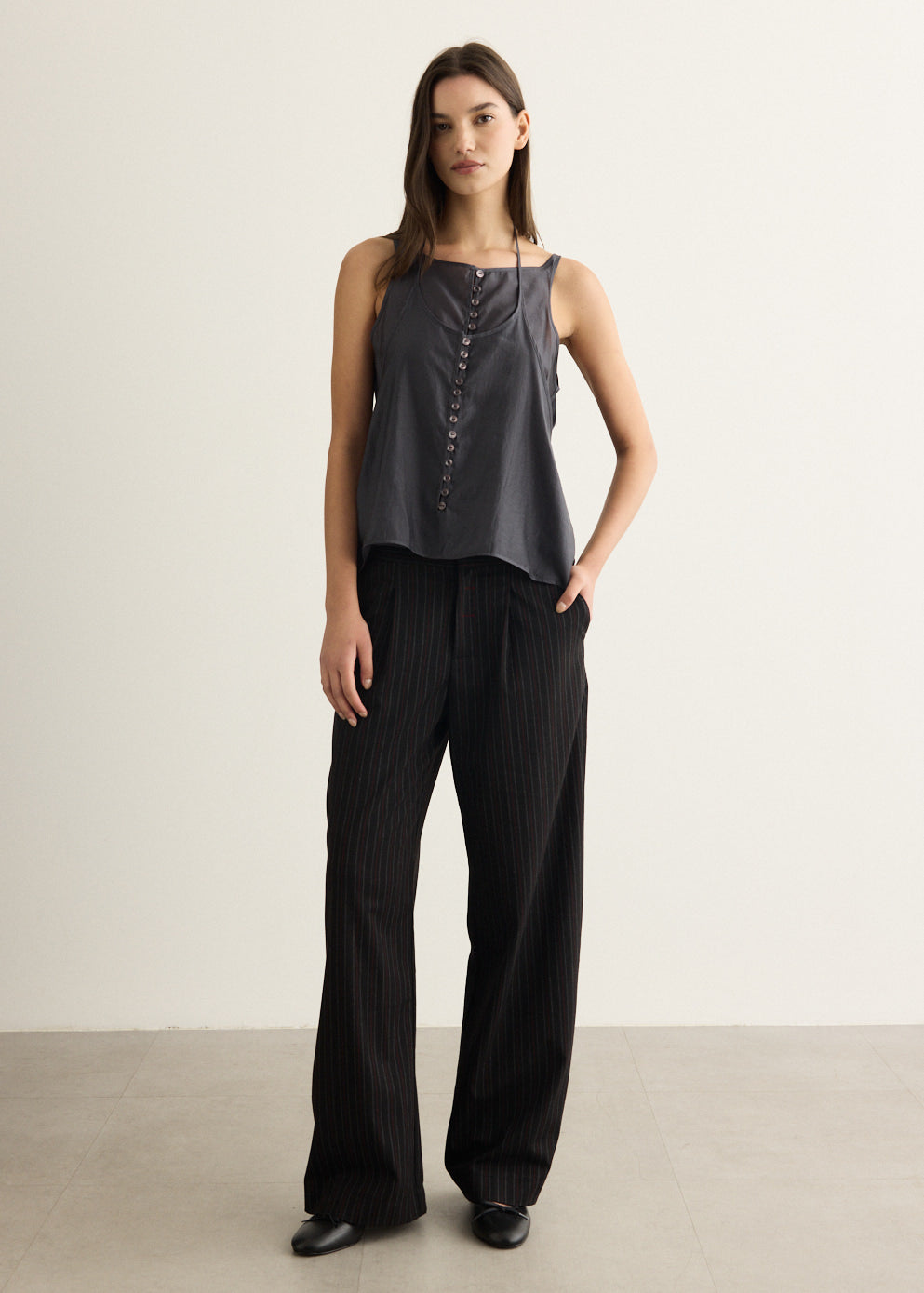 Incu Exclusive See-through Button Loop Top