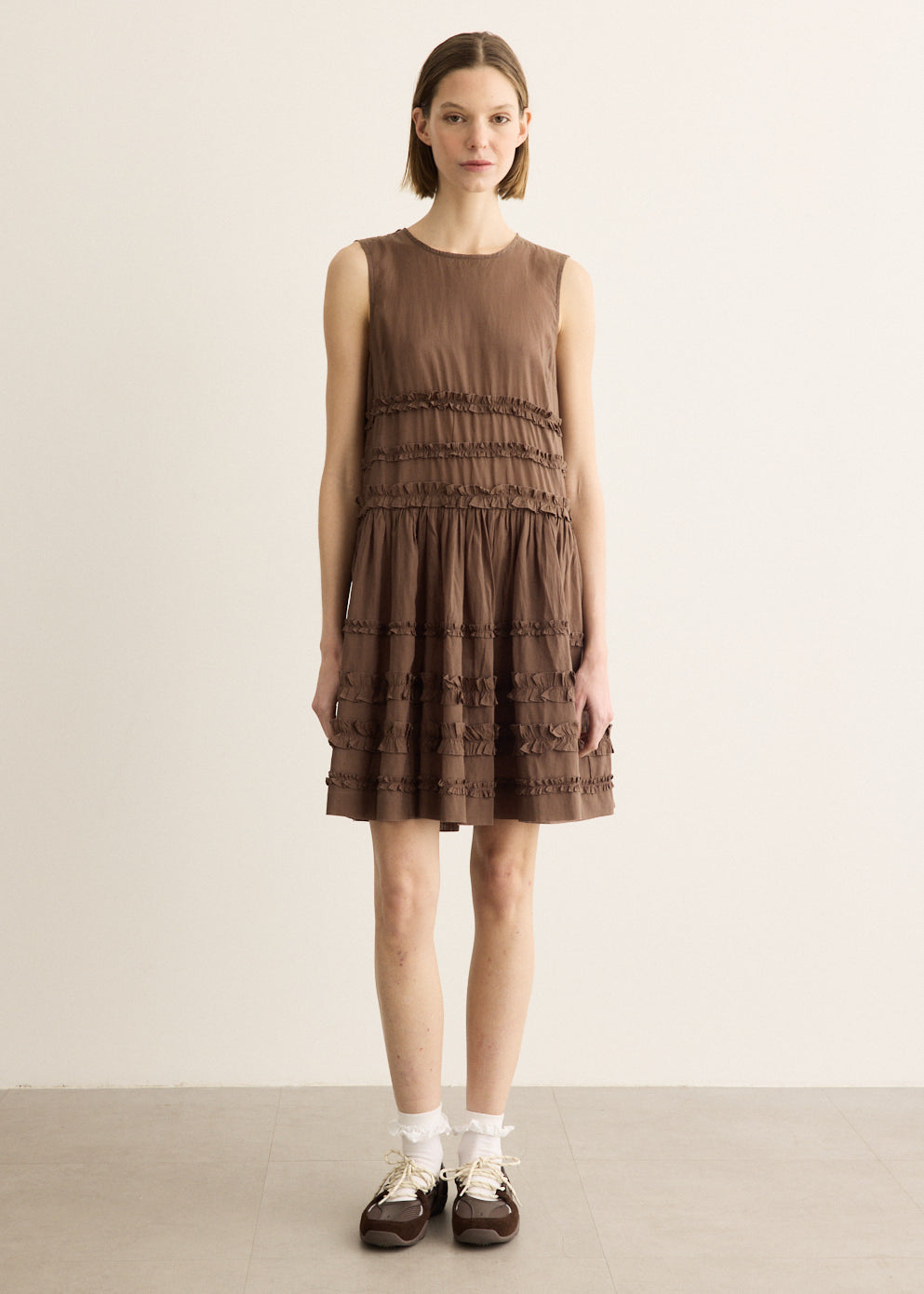 Reed Drop Waist Ruffle Midi Dress