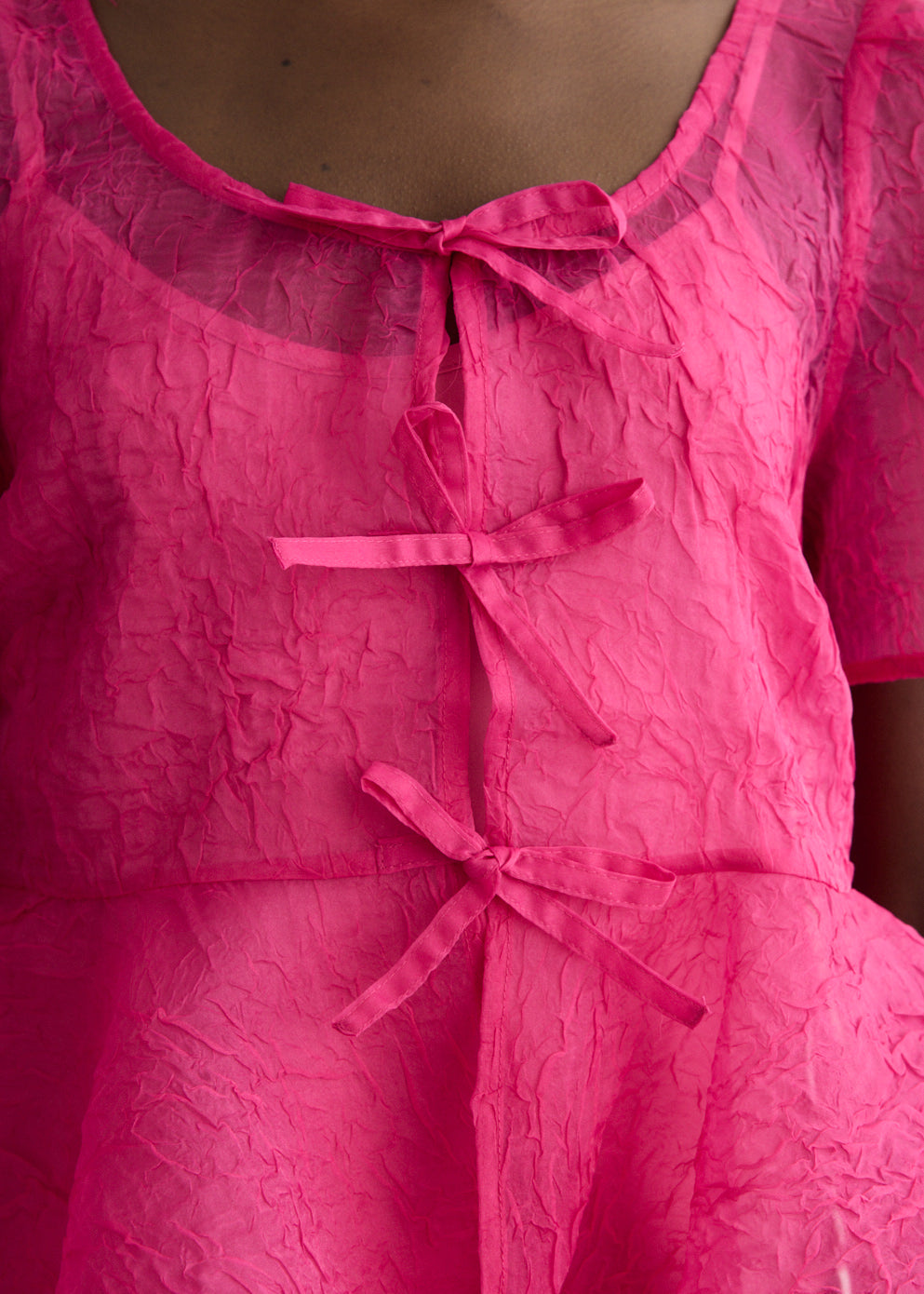 Shibori Organza Sun Cut Peplum Blouse