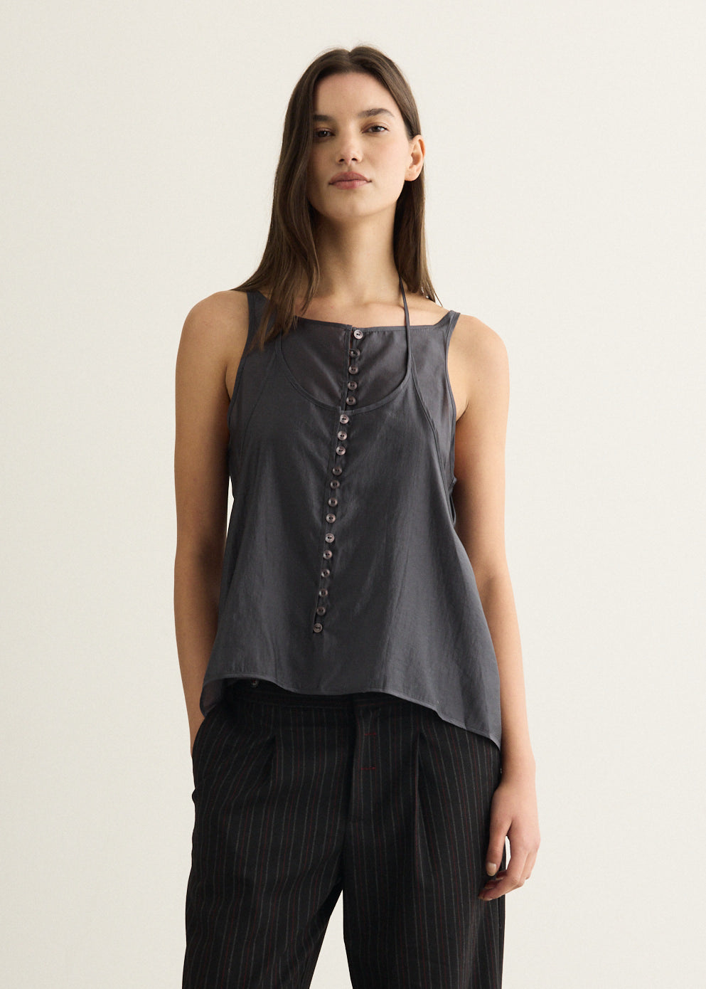 Incu Exclusive See-through Button Loop Top
