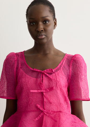 Shibori Organza Sun Cut Peplum Blouse