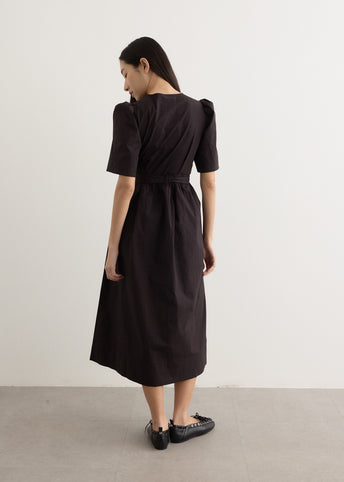 Stretch Cotton Tie Strap Midi Dress