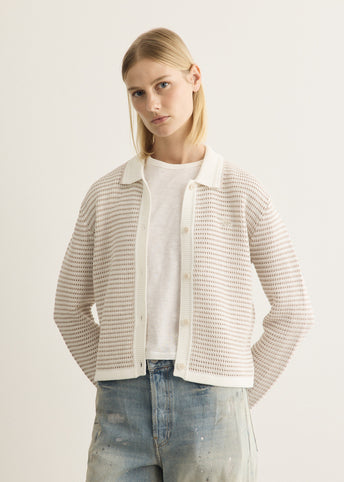 Lace Knit Striped Cardigan
