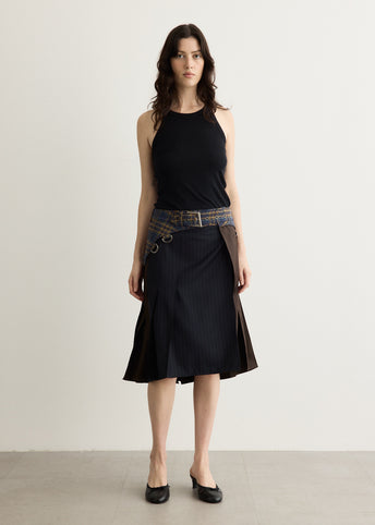 Unisex Multi Check Combo Skirt