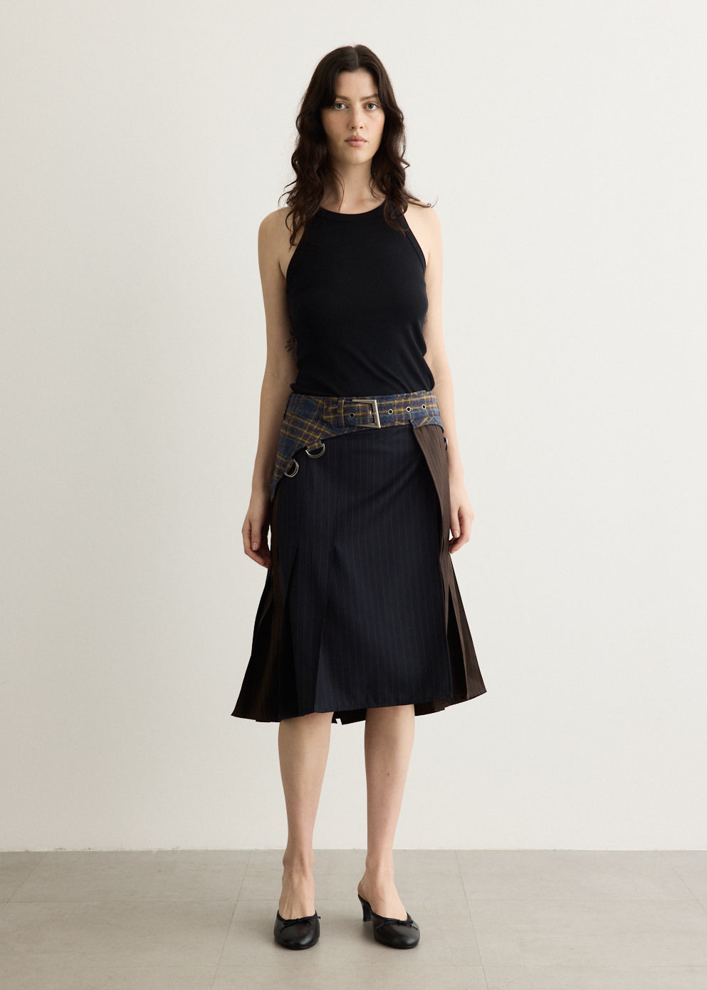 Unisex Multi Check Combo Skirt