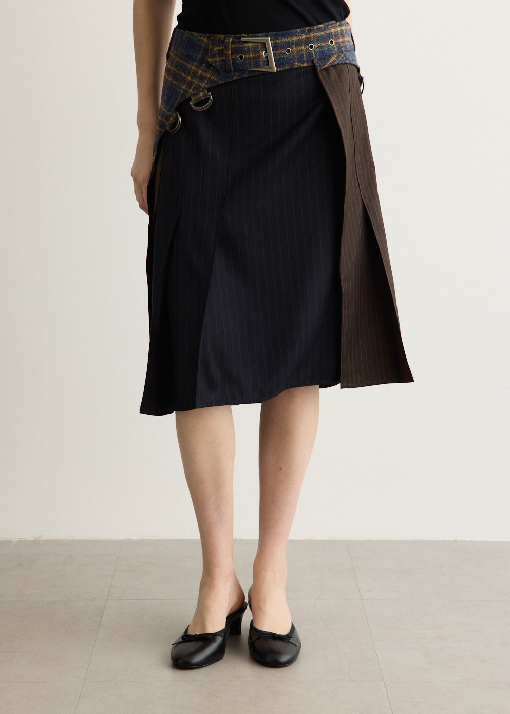 Unisex Multi Check Combo Skirt