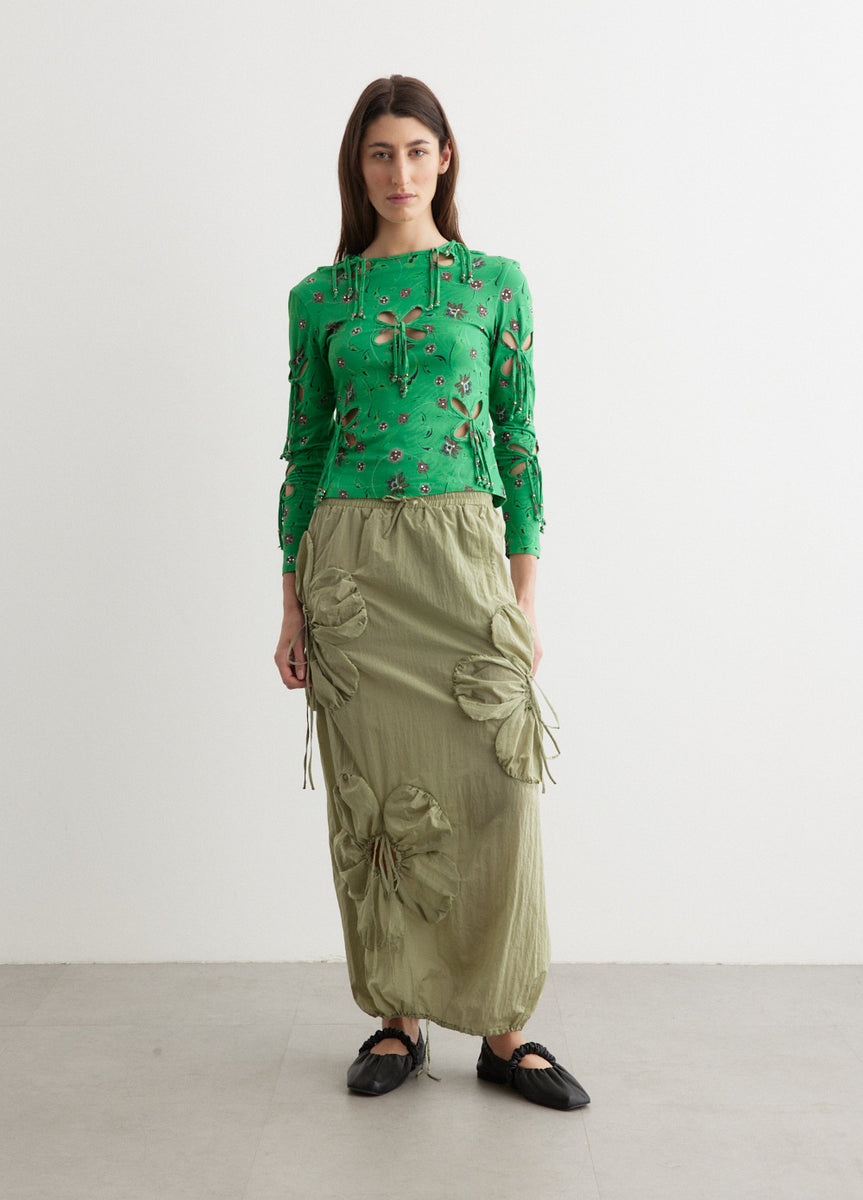 24AW【SUスナオクワハラ】impressive flower skirt