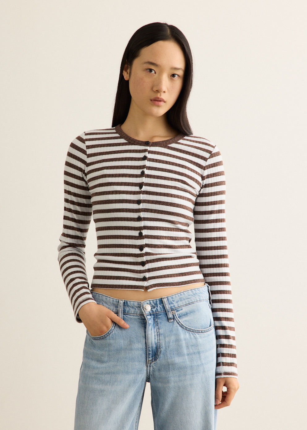 Wide Rib Striped Cardigan