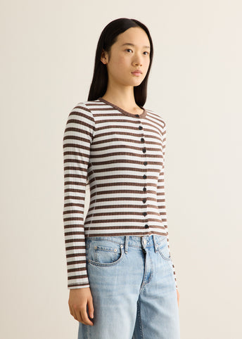 Wide Rib Striped Cardigan