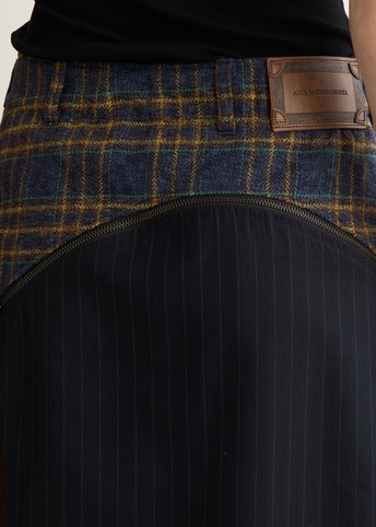 Unisex Multi Check Combo Skirt