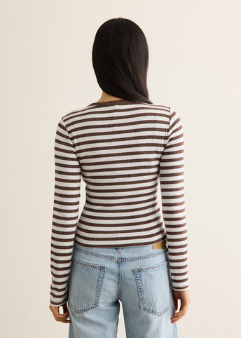 Wide Rib Striped Cardigan